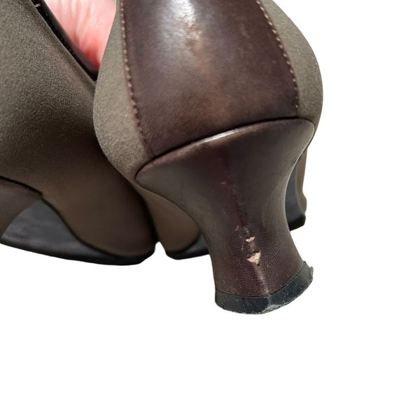 Thierry Rabotin Low Block Heel‎ Pumps Olive Green Bow Sz EU 41/ US 10.5 READ - Picture 9 of 12